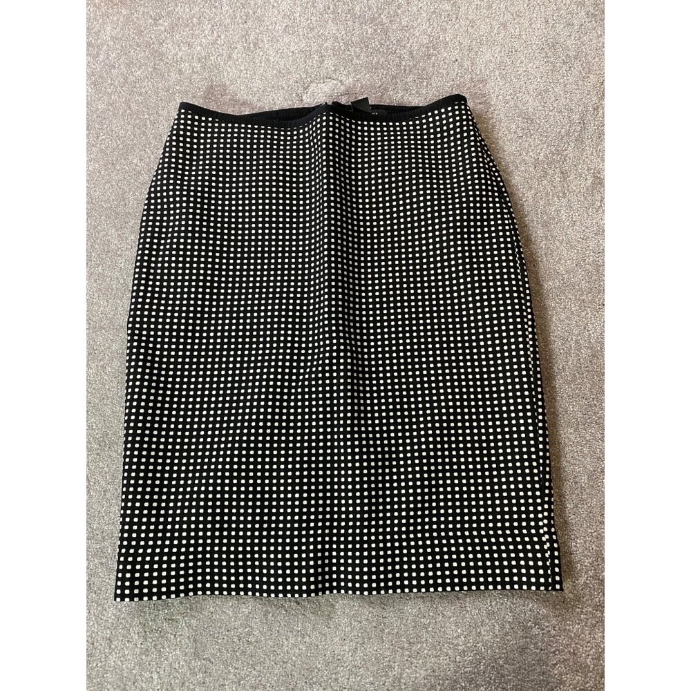 White House Black Market Black WHBM Polka Dot Pencil Skirt Size 4
